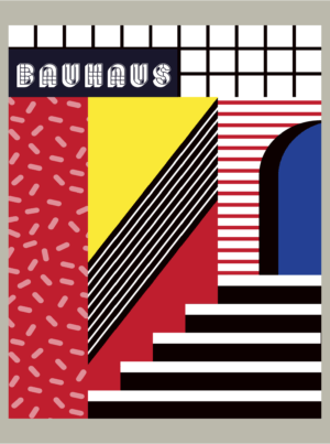 Bauhaus Abstract Art 1, Premium Aluminum Metal Poster, Magnetic Mounting