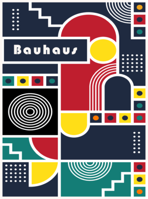 Bauhaus Abstract Art 15, Premium Aluminum Metal Poster, Magnetic Mounting