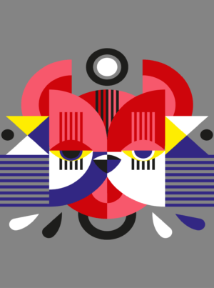 Bauhaus Abstract Art 17, Premium Aluminum Metal Poster, Magnetic Mounting