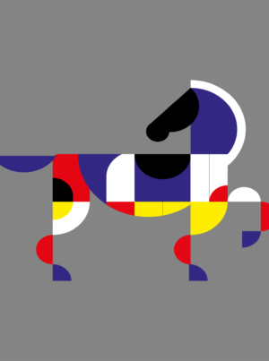 Bauhaus Abstract Art 18, Premium Aluminum Metal Poster, Magnetic Mounting